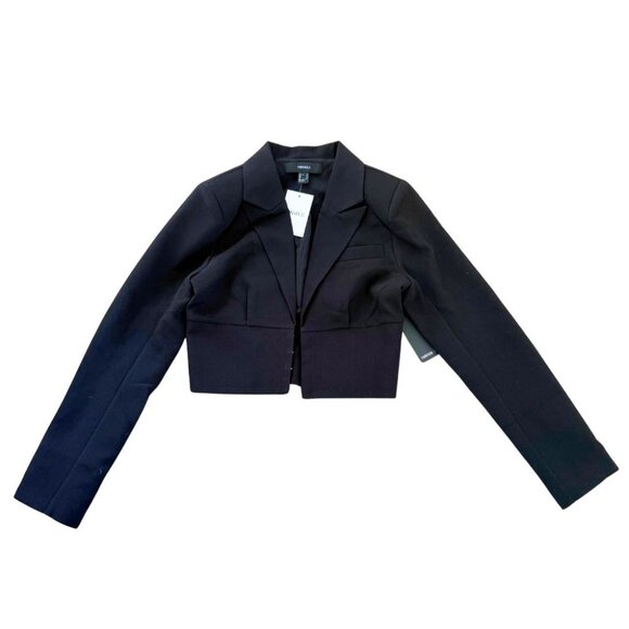 Forever 21 Jackets & Blazers - Forever 21 Black Cropped Blazer Women’s Small, Structured Hook Front NWT